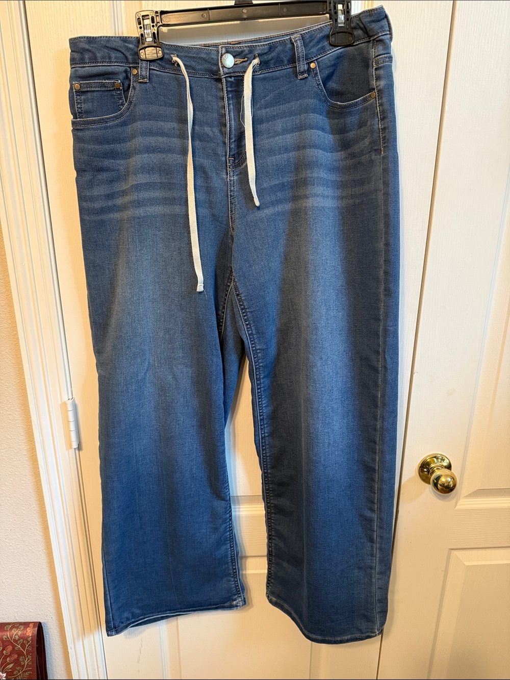 d. jeans Relaxed Wide-Leg Drawstring Jeans in Blue Denim